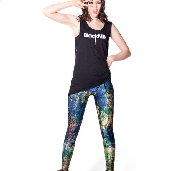 Blackmilk Pants - Blackmilk Monet Lilies Leggings L